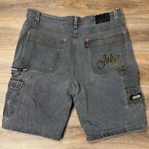 VTG Y2K Joker OG 77 Baggy Hip Hop/Skater Faded Black Denim Jorts Men’s 44